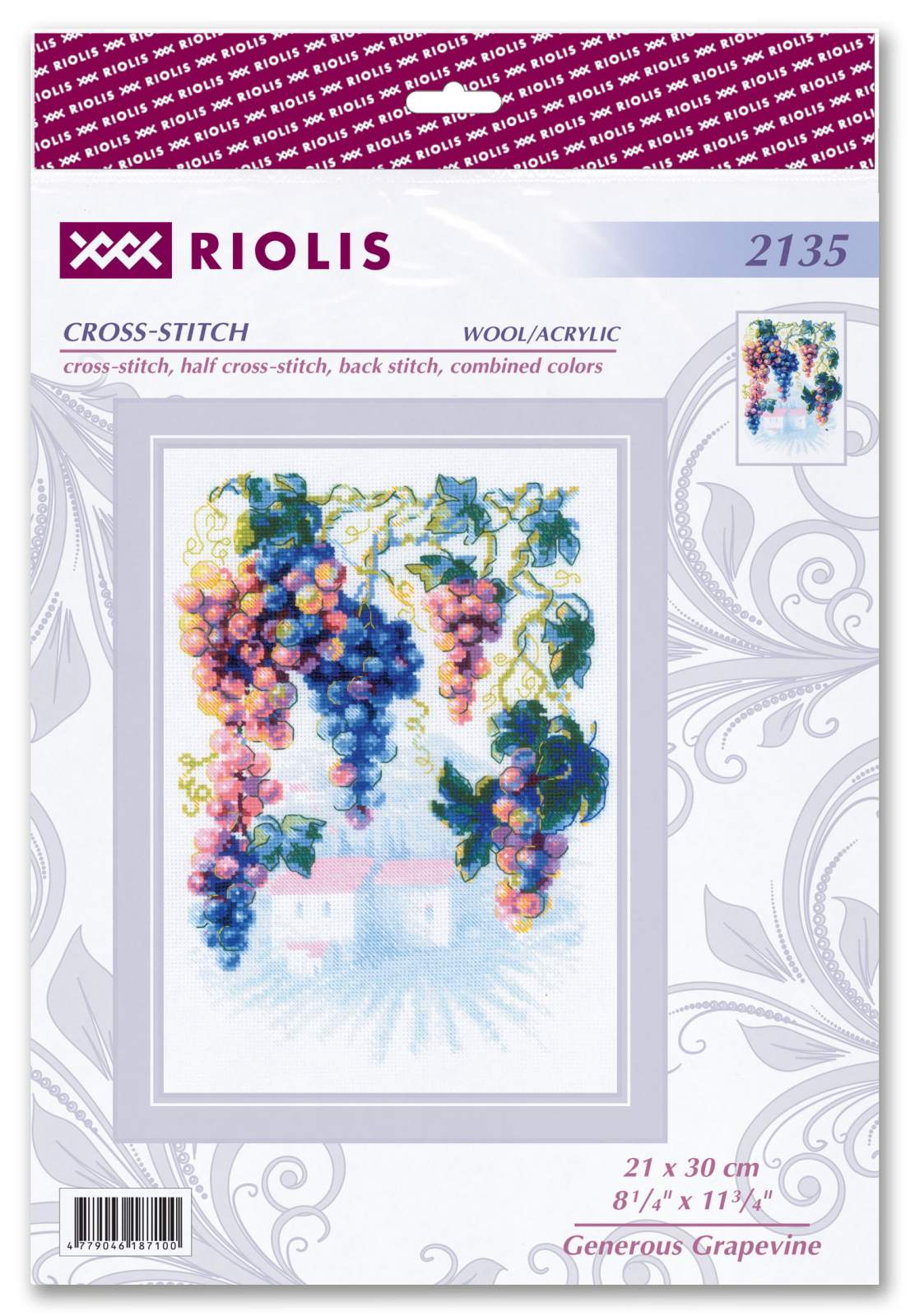 Kit de Bordado de Punto de Cruz - "Generous Grapevine" - Riolis 2135