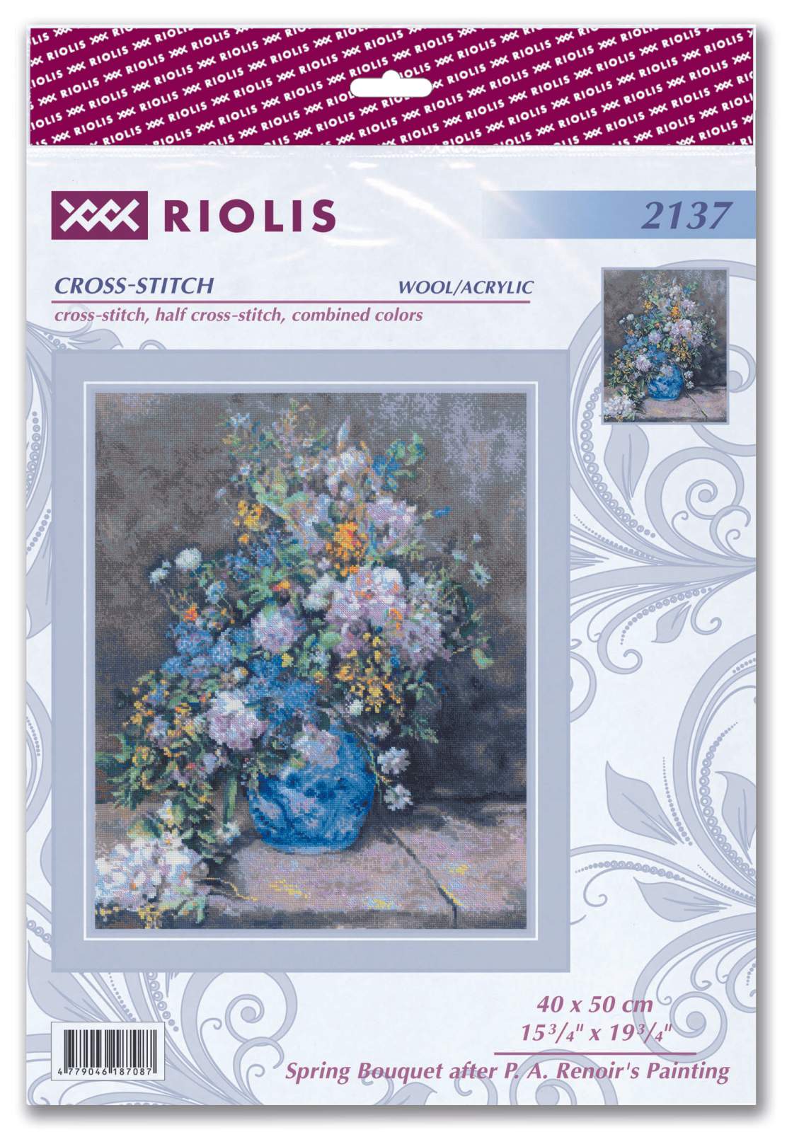 Cross Stitch Embroidery Kit - "Spring Bouquet after PA Renoir's Painting" - Riolis 2137