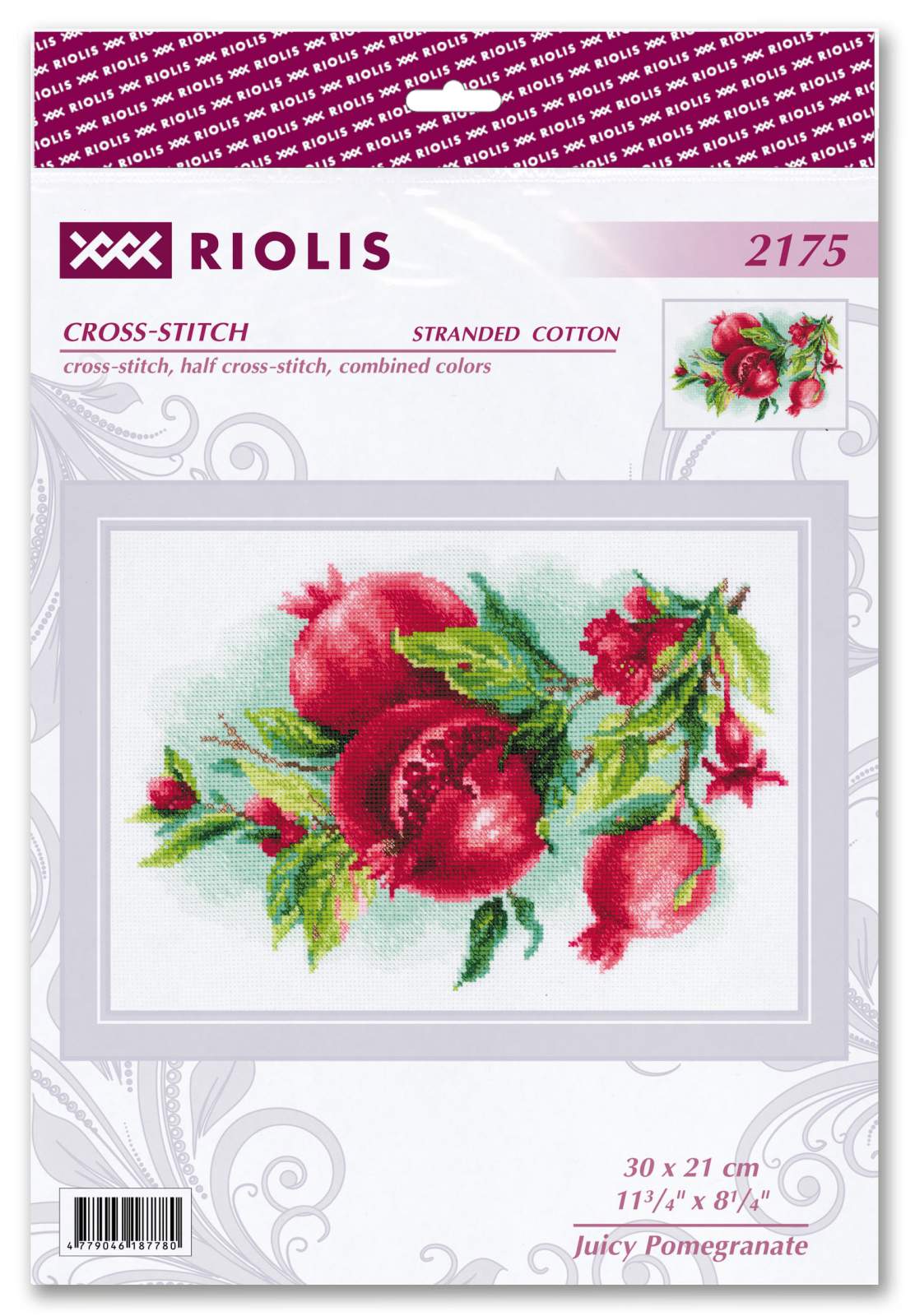 Kit de Bordado de Punto de Cruz - "Juicy Pomegranate" - Riolis 2175