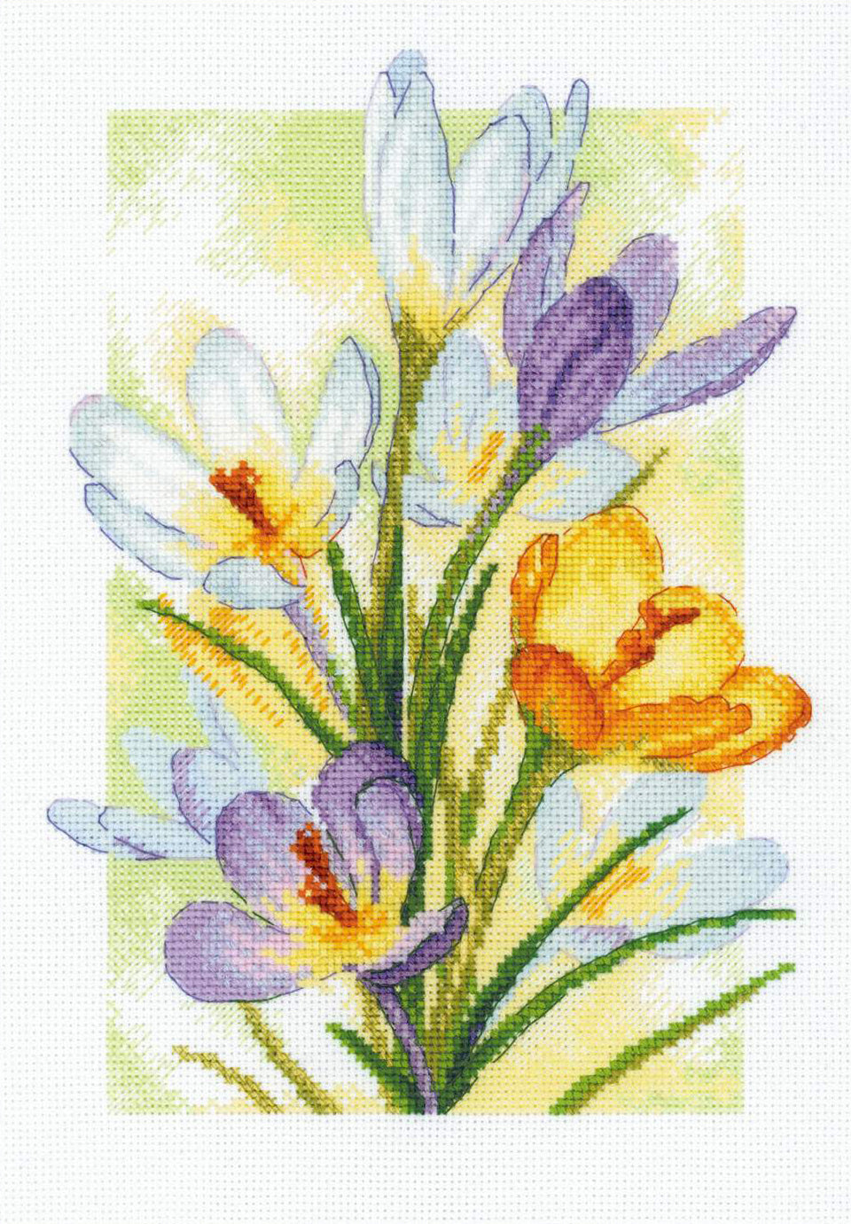 Kit de Bordado de Punto de Cruz - "Spring Glow. Crocuses" - Riolis 2190