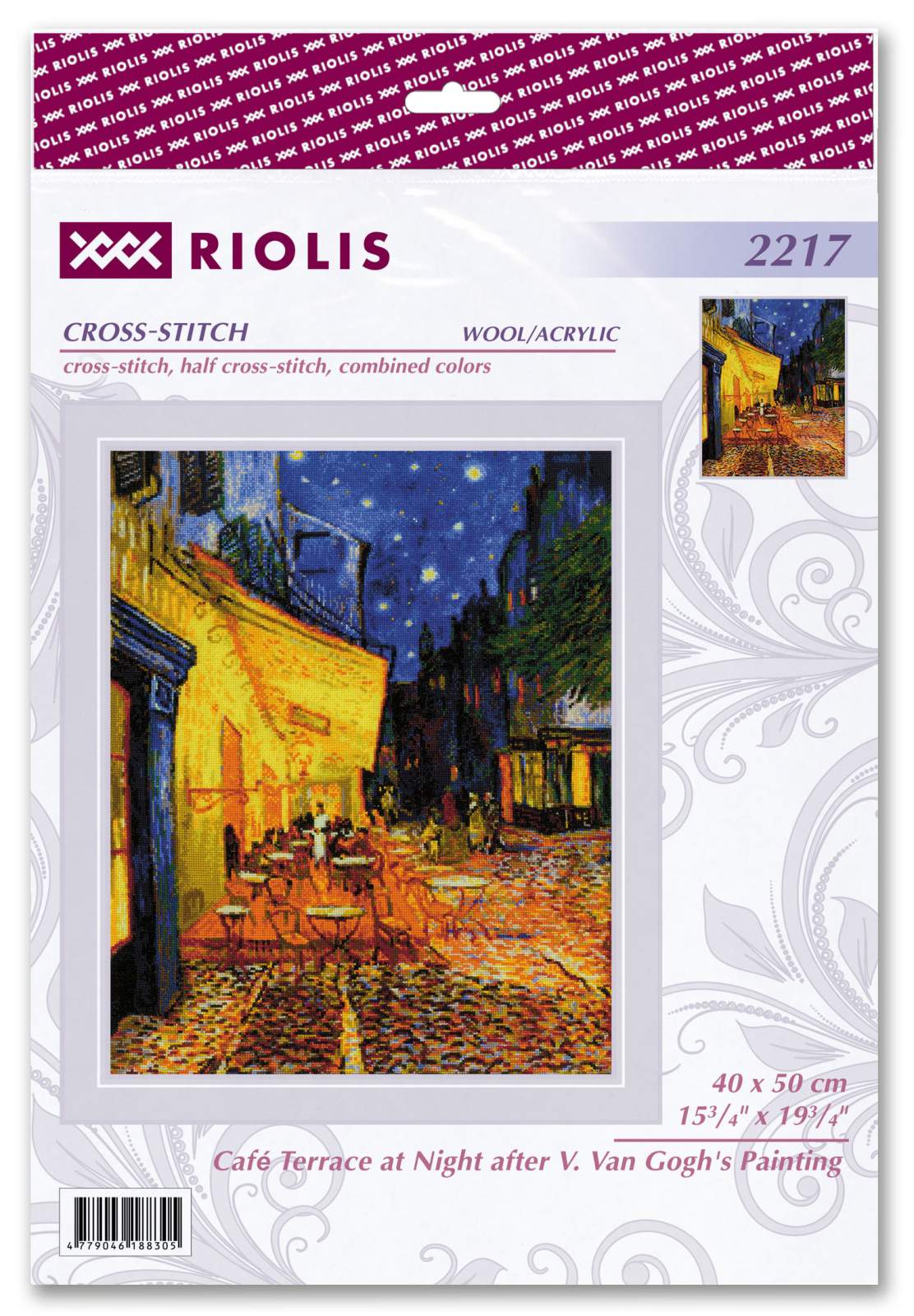 Kit de Punto de Cruz - "Terraza de Café por la Noche basado en la Pintura de V. Van Gogh" - Riolis 2217