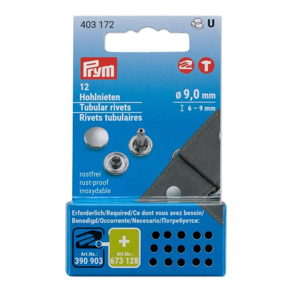 Silver Tubular Rivets Ø 9 mm - 6-9mm by Prym 403172: Resistance and Versatility in your Riveting Projects 