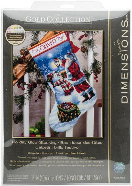 Kit de punto de cruz "Holiday Glow Stocking" 70-08952 Dimensions