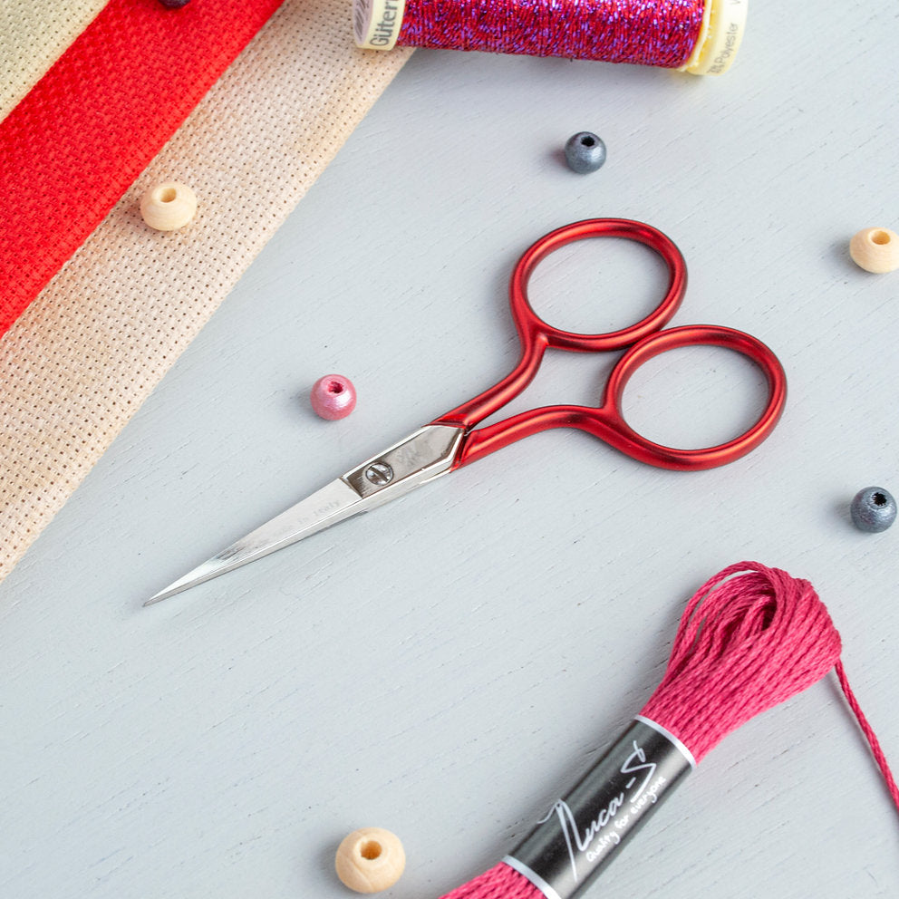 RED Cross Stitch Scissors 9 cm by Premax 85737 | Precise Cuts and Elegant Style