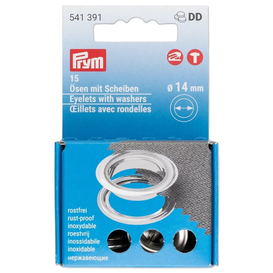 Eyelets with Washers 14 mm Silver by Prym 541391: Elegant and Durable Details for your Creative Projects