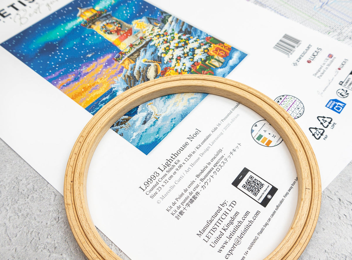 Esquema del kit Letistitch L9993 Lighthouse Noel con bastidor