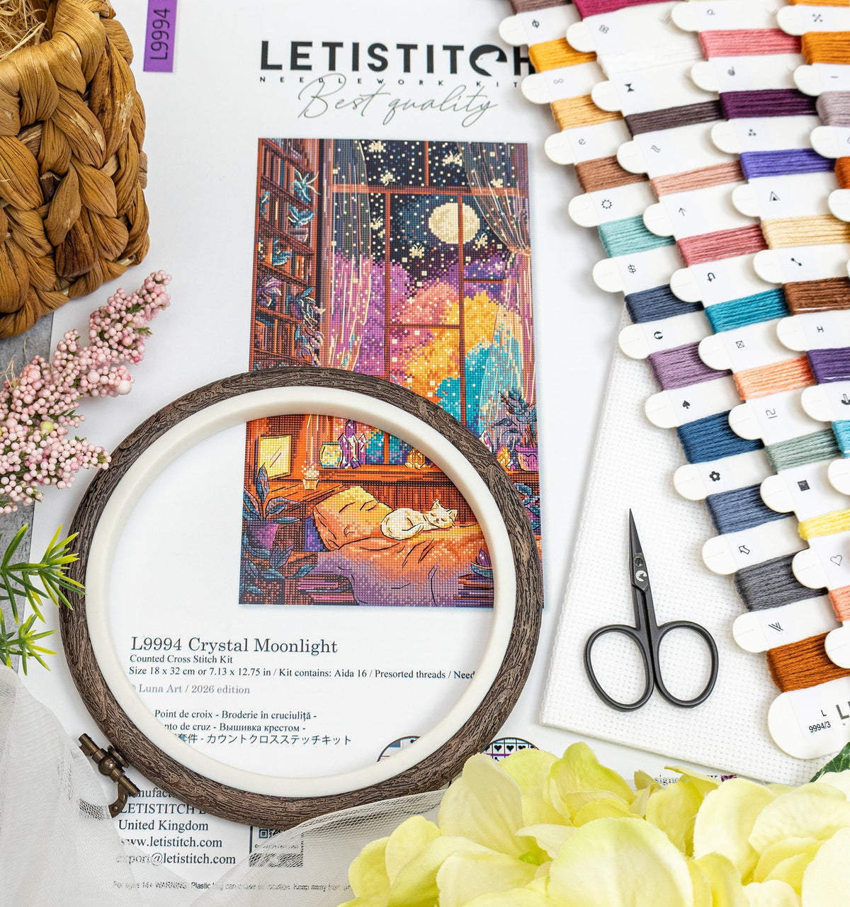 Presentación del kit de punto de cruz Letistitch L9994 Crystal Moonlight