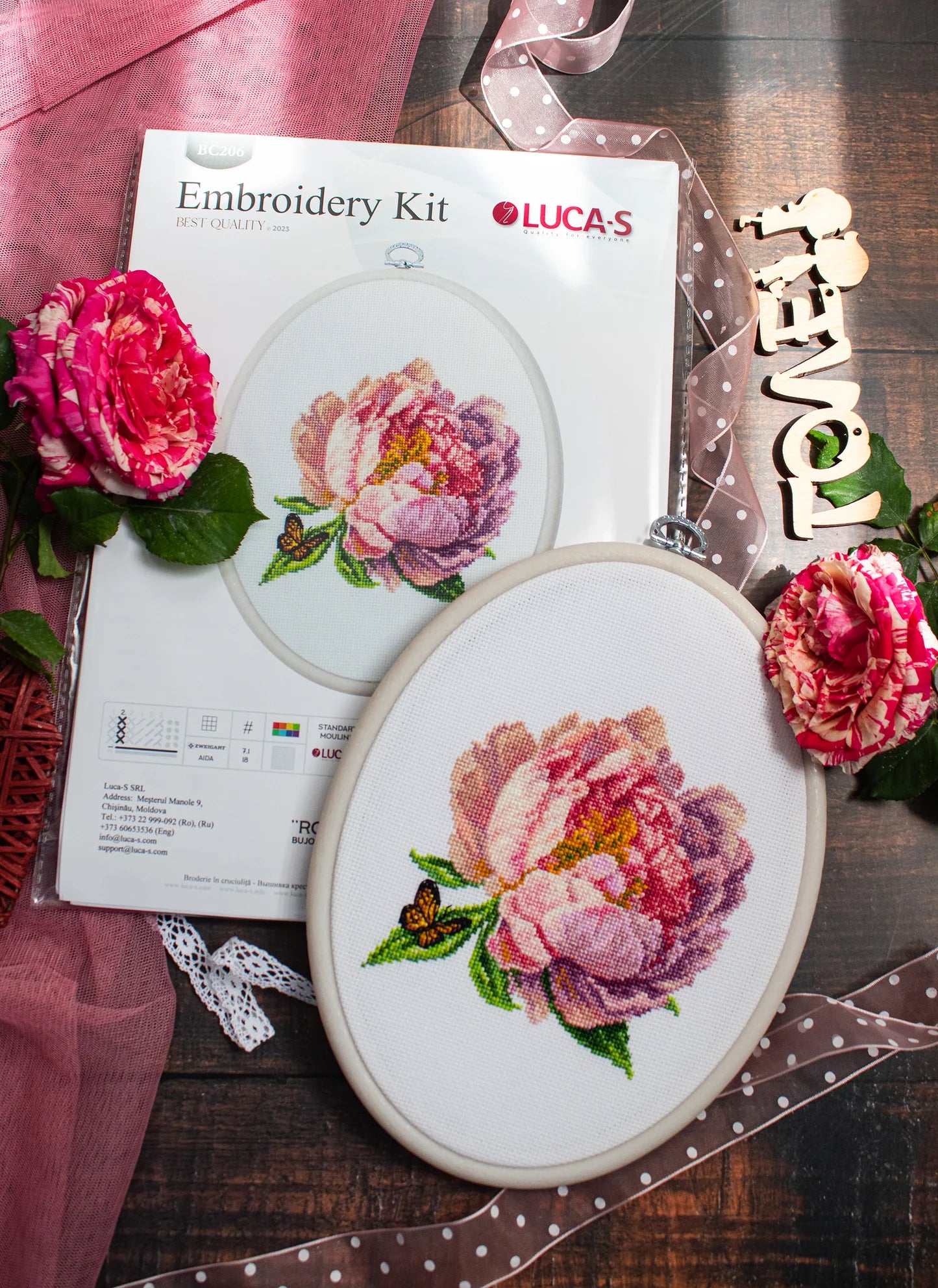 Kit de Punto de Cruz - ’’Rozella’’ Peony - BC206 Luca-S