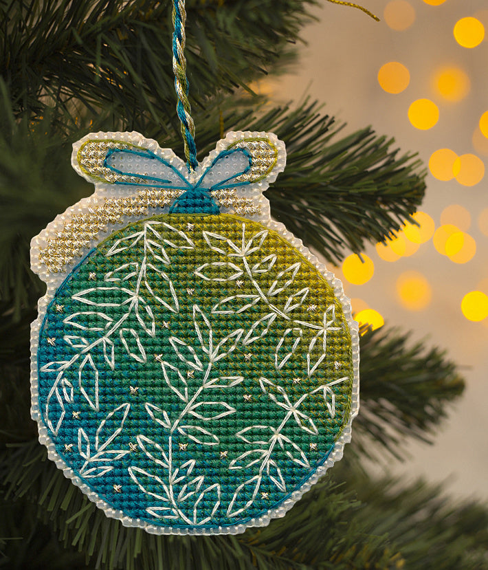 OVEN 1694 “Christmas Tree Decoration – Green Ball” Cross Stitch Kit - Ornament