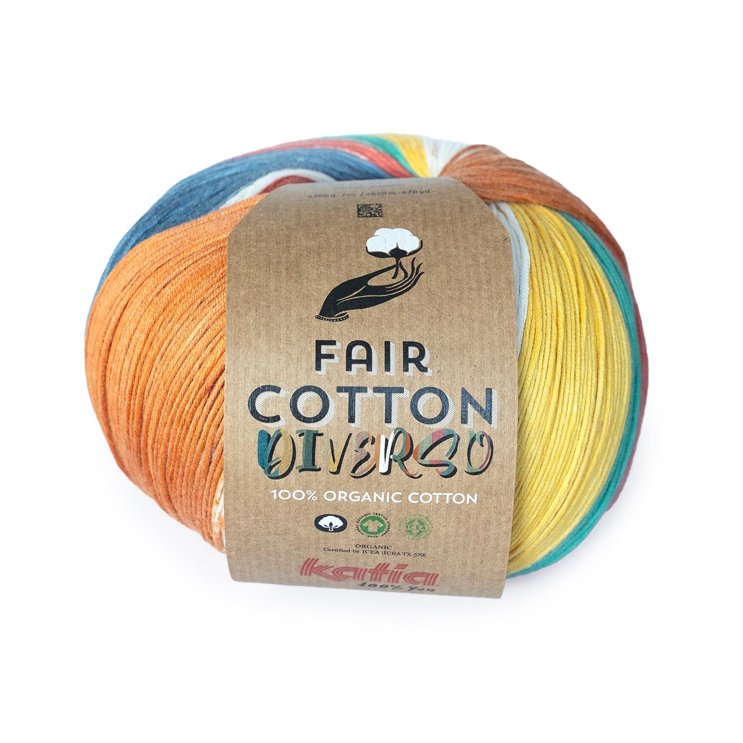 Lana Katia Fair Cotton Diverso - Color Orgánico con Efecto Degradado Único