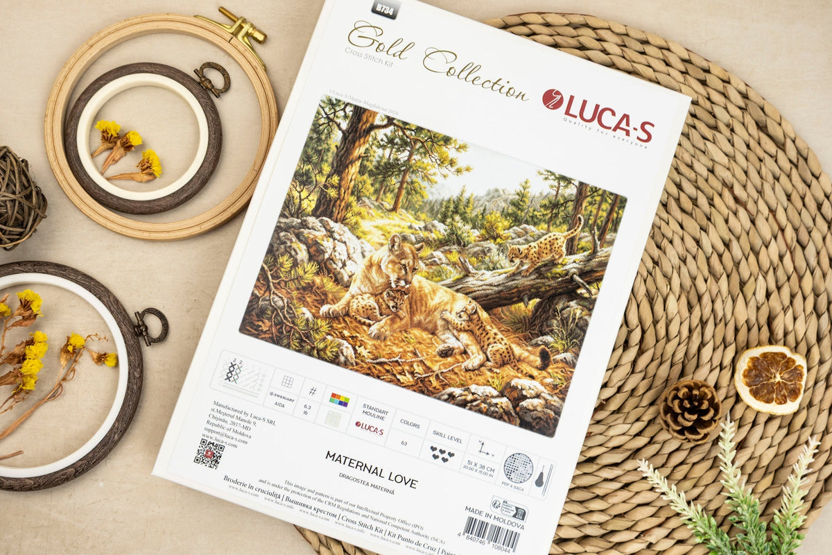 Kit de punto de cruz Luca-S B734 Maternal Love - detalle del bordado