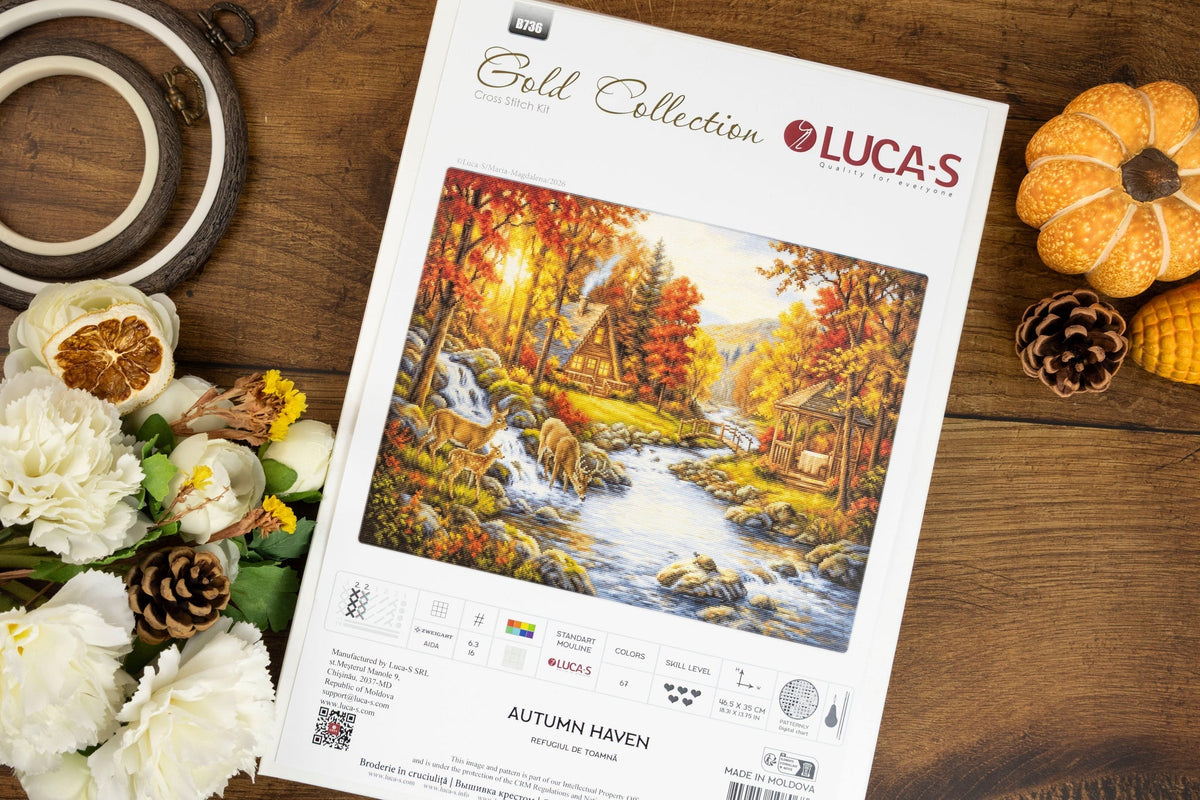 Kit de punto de cruz Luca-S B736 Autumn Haven - bordado terminado