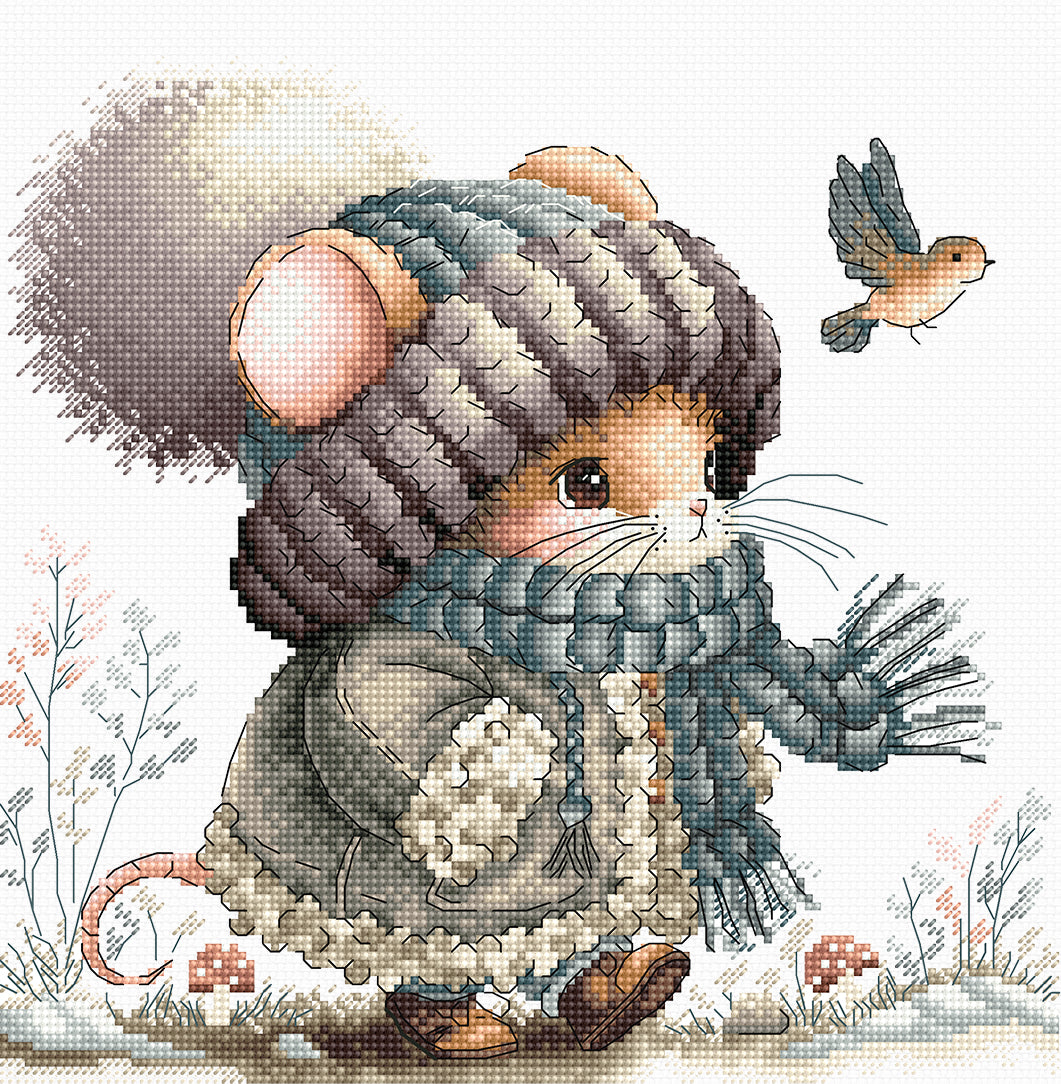 Kit de Punto de Cruz AVA – Ratón de Cuento de Otoño (P012)