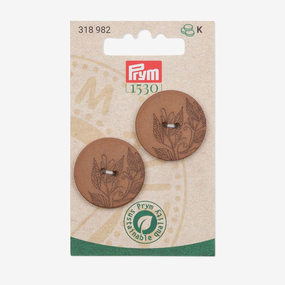 Prym 318982 Recycled Hemp Buttons, 28 mm, Light Brown