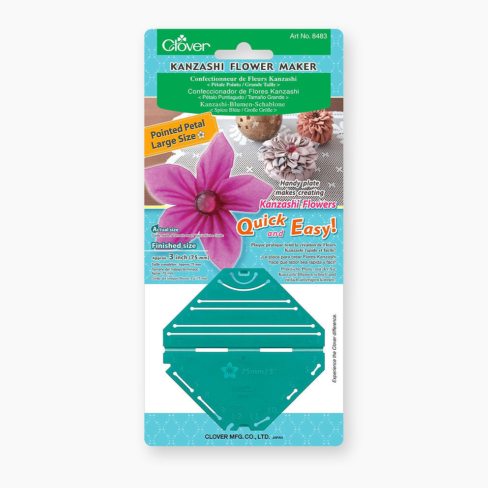 Clover 8483 template to make Kanzashi fabric flowers quickly and easily