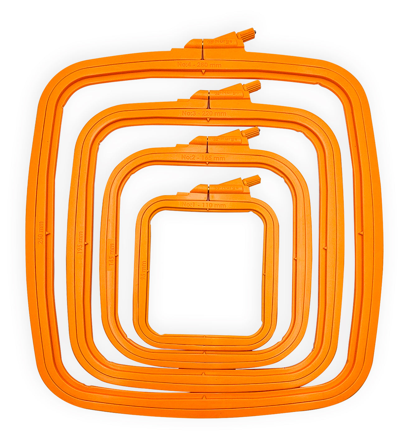 Nurge Bastidor Cuadrado Color Orange de Plastico - 4 Medidas