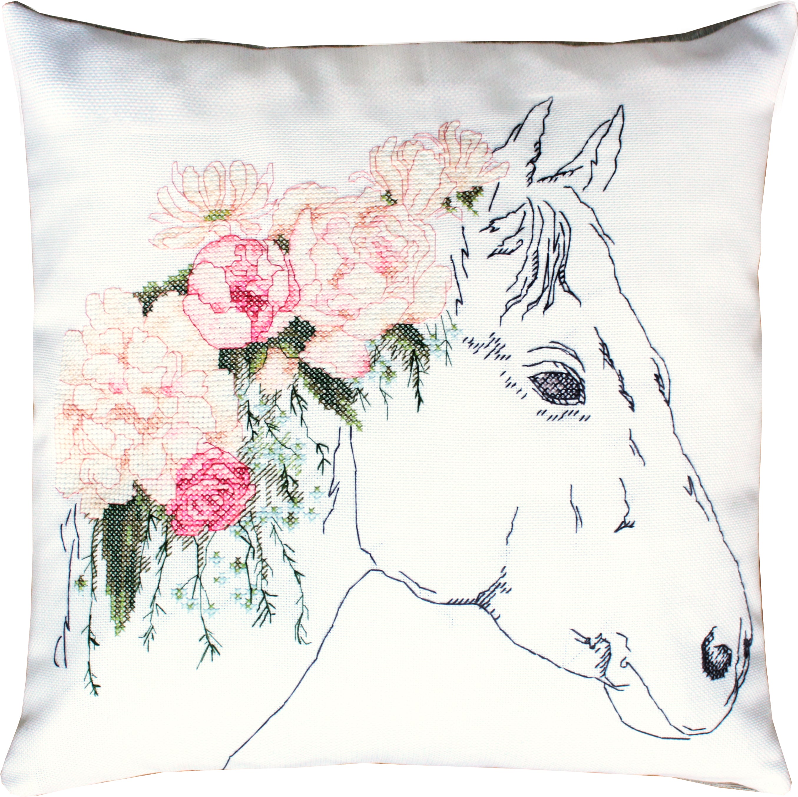 Horse with Flowers - Cushion PB109 Luca-S - Cross Stitch Kit