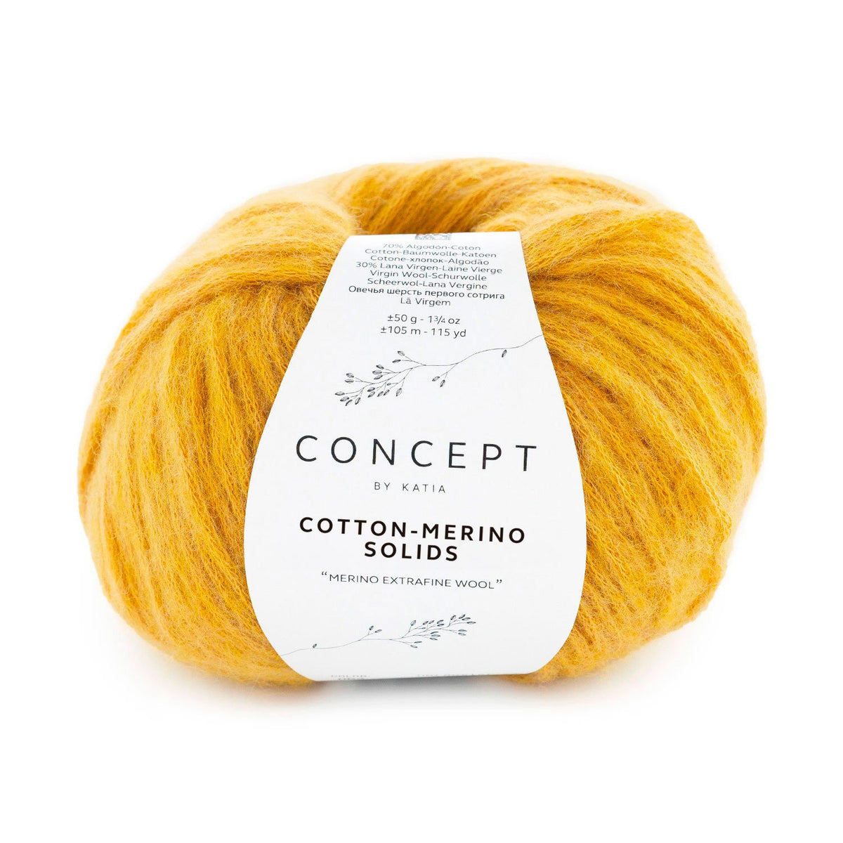 COTTON-MERINO SOLIDS de Katia, referencia de color 62 (Mostaza)