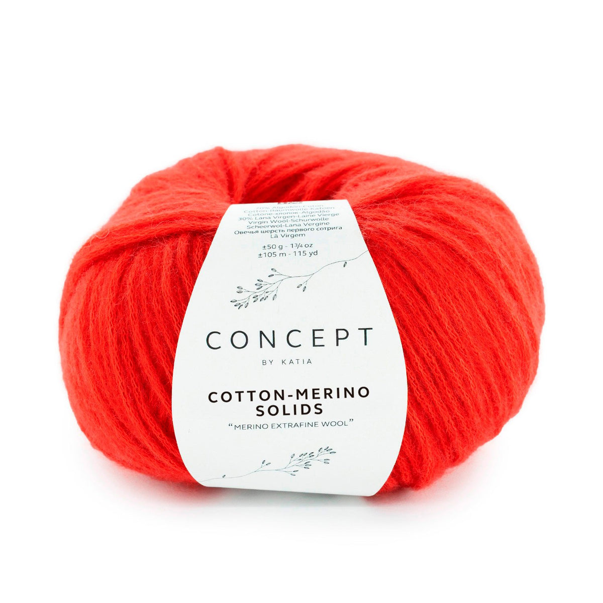 COTTON-MERINO SOLIDS de Katia, referencia de color 64 (Rojo)