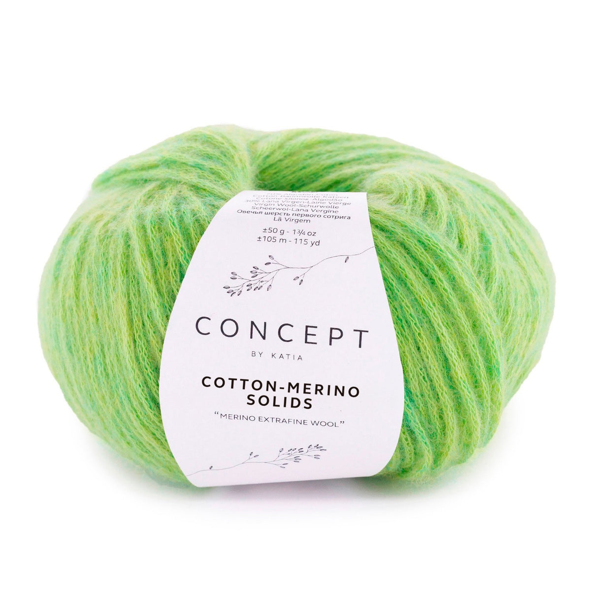 COTTON-MERINO SOLIDS de Katia, referencia de color 66 (Verde césped)