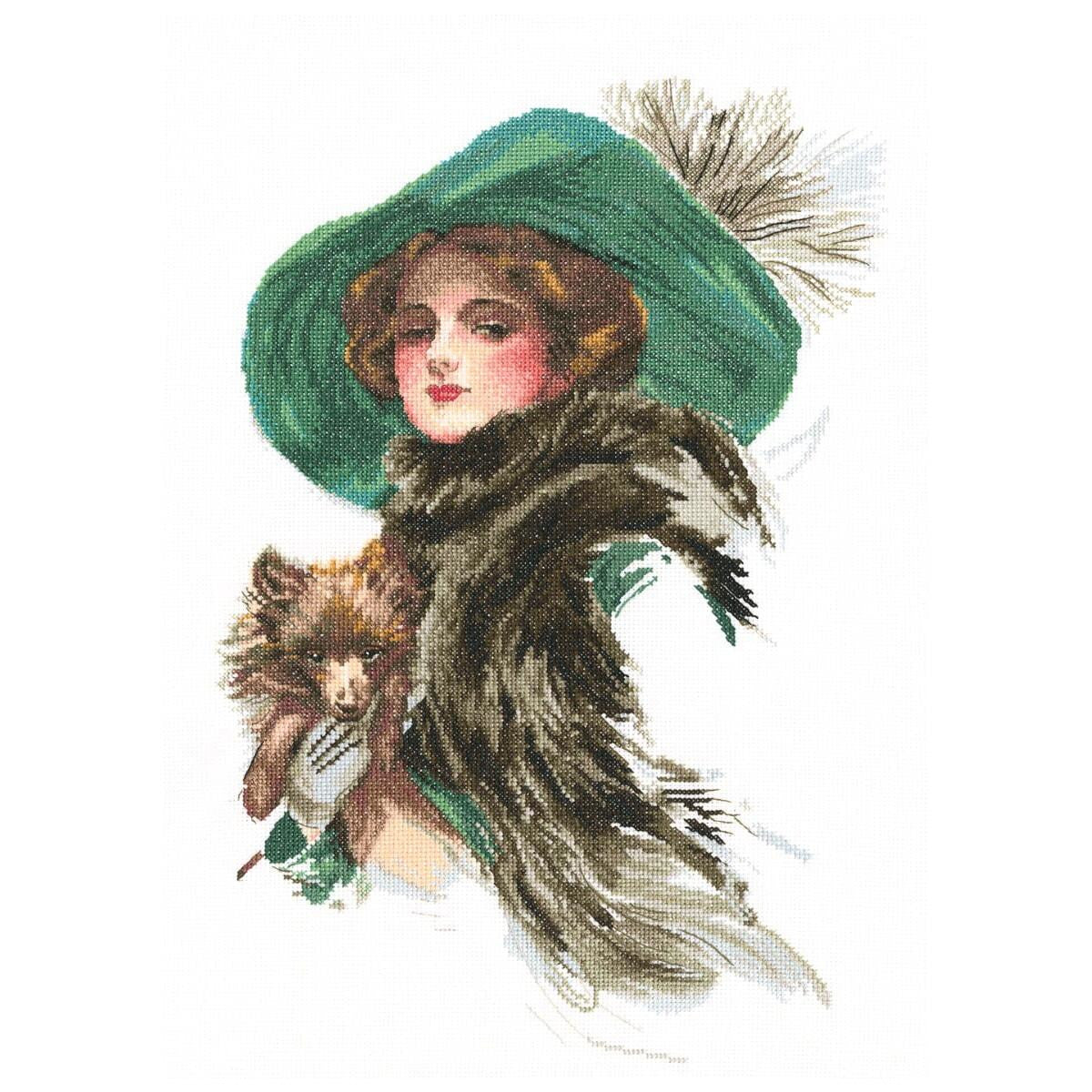 Cross stitch kit. Lady with Dog - M478 RTO