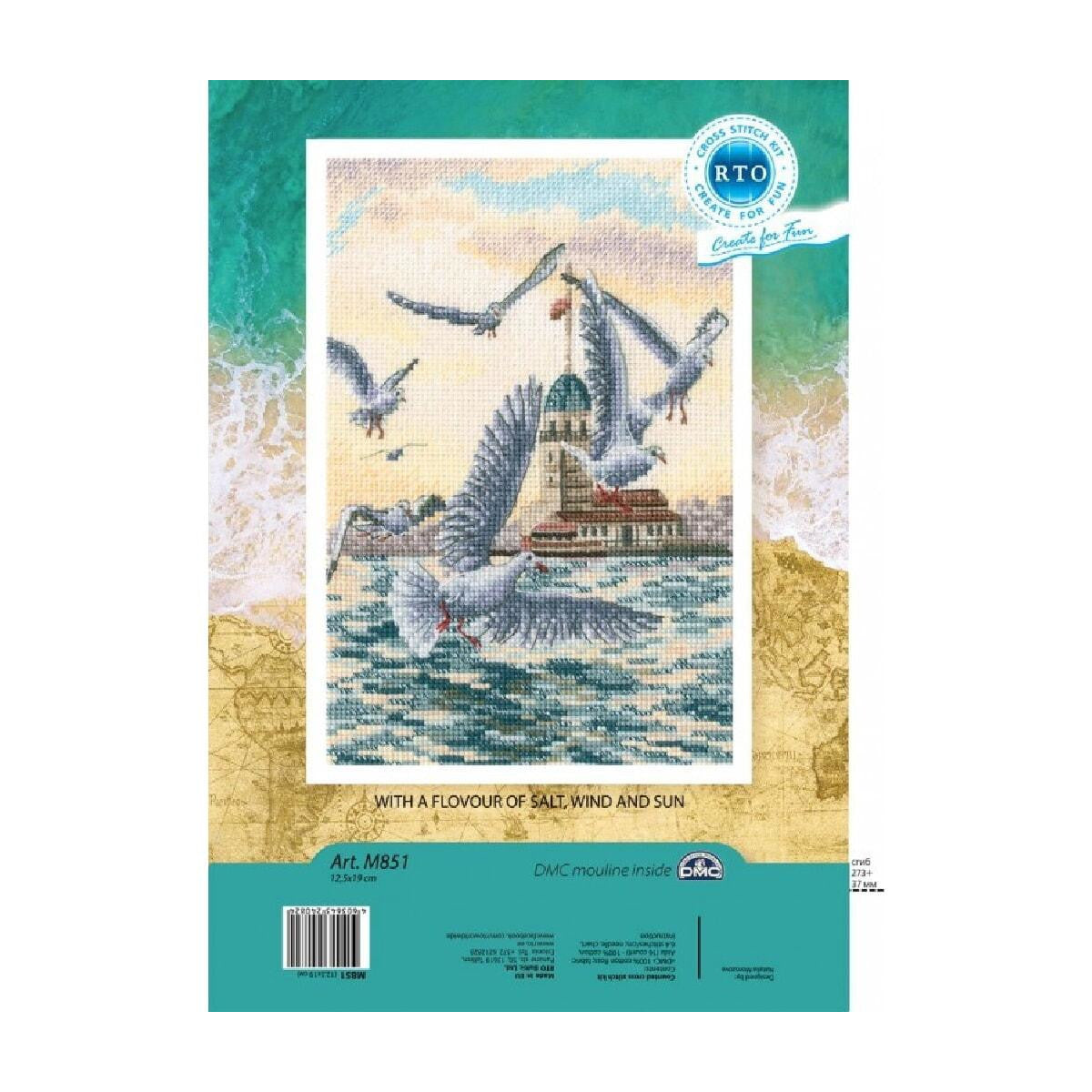 Cross stitch kit. With a taste of salt, wind and sun. Seagulls - M851 RTO