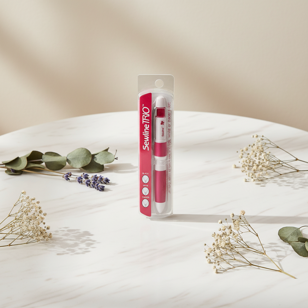 Lápiz multiusos Sewline Trio para marcar tela con mina negra, mina blanca y punta trazadora 3 en 1
