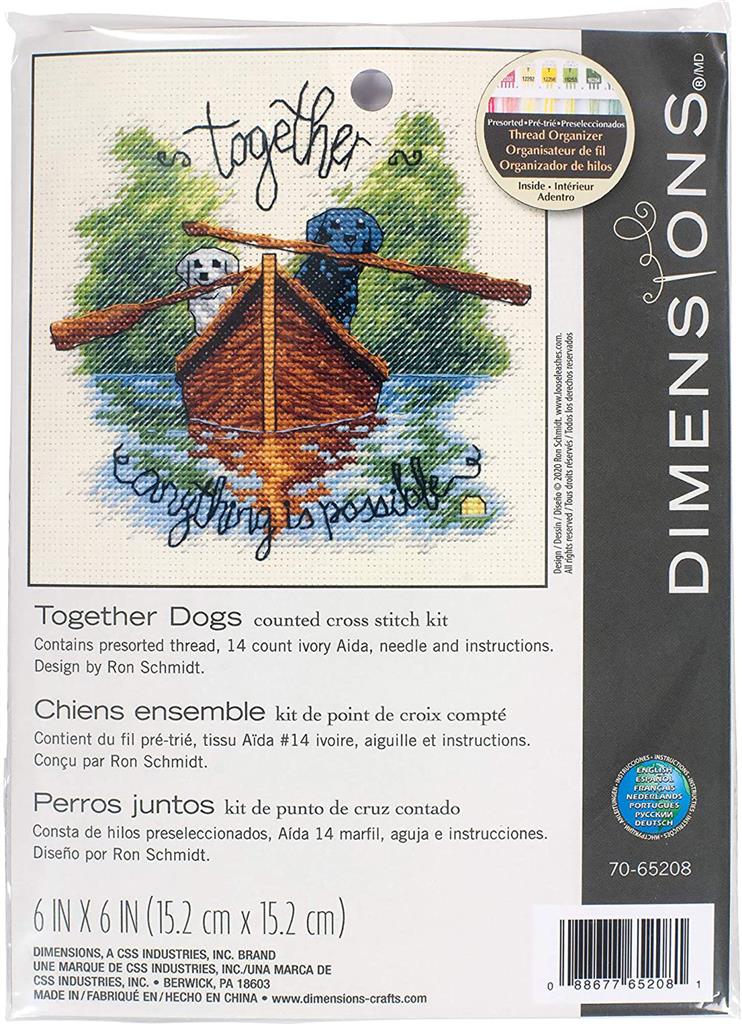 Perros juntos - 70-65208 Dimensions - Kit de punto de cruz