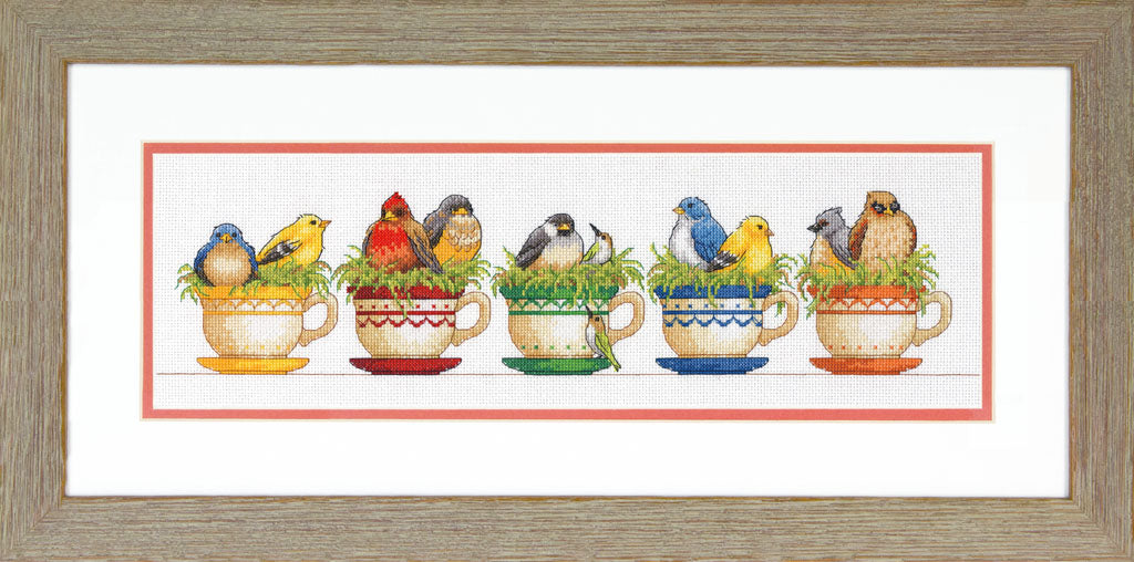 Teacup Birds - 70-35394 Dimensions - Kit de punto de cruz