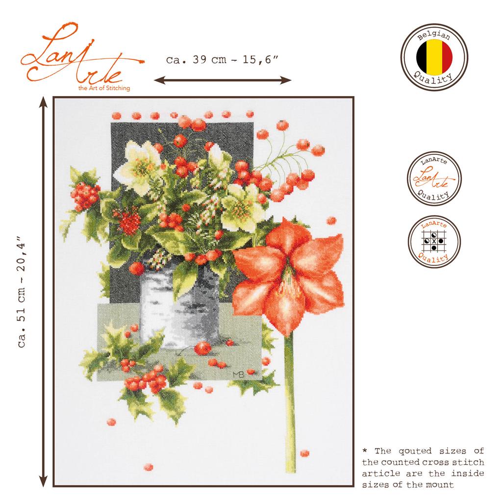 Kreuzstichset „Holly Jolly Amaryllis“ – Lanarte PN-0201763