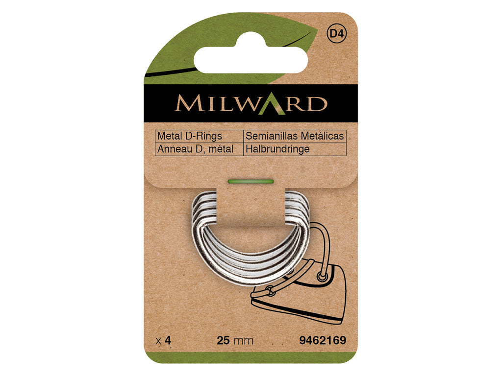 Pack of 4 Milward 25 mm Metal D Rings - Strength and Style for Accessories and Crafts