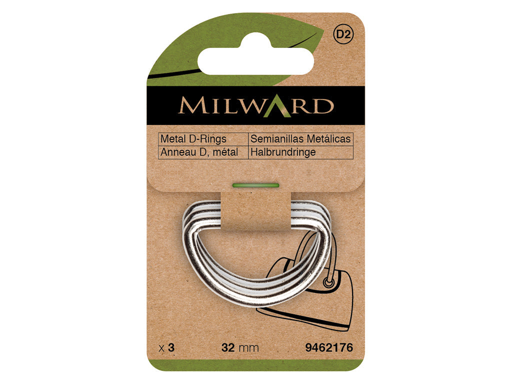 Pack of 3 Milward 32mm Metal D Rings - Durability and Style for Straps and Accessories