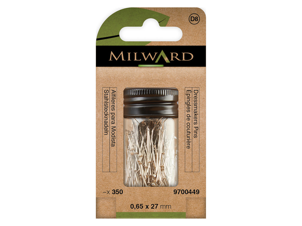 Milward 9700449: 27 mm Steel Pins for Dressmakers - 350 Units for Impeccable and Long-Lasting Sewing