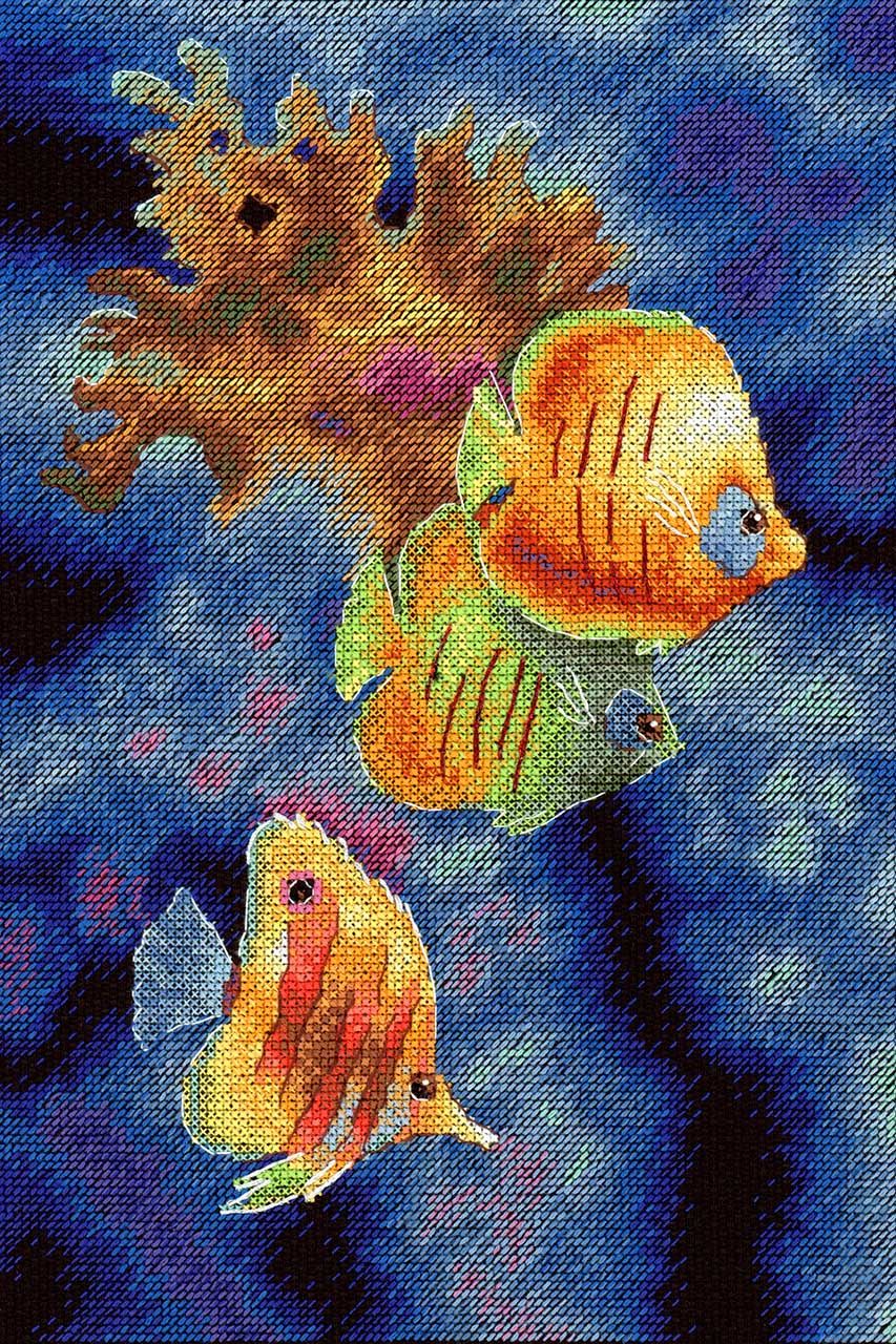 Coral Reef Inhabitants – Kit de Punto de Cruz MP Studia SNV-888