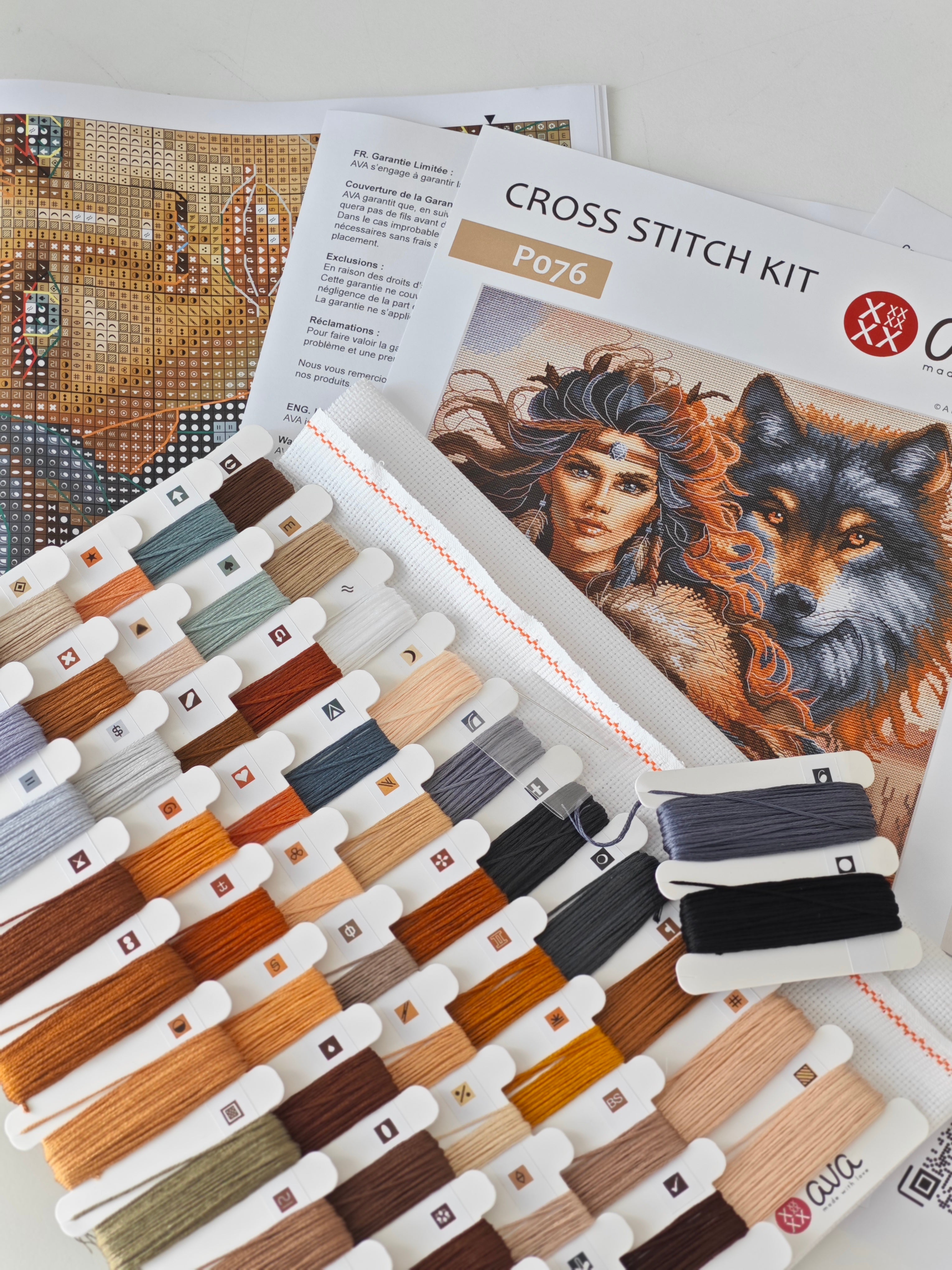 AVA P076 – The Warrior and the Wolf | Kit de punto de cruz de fantasía
