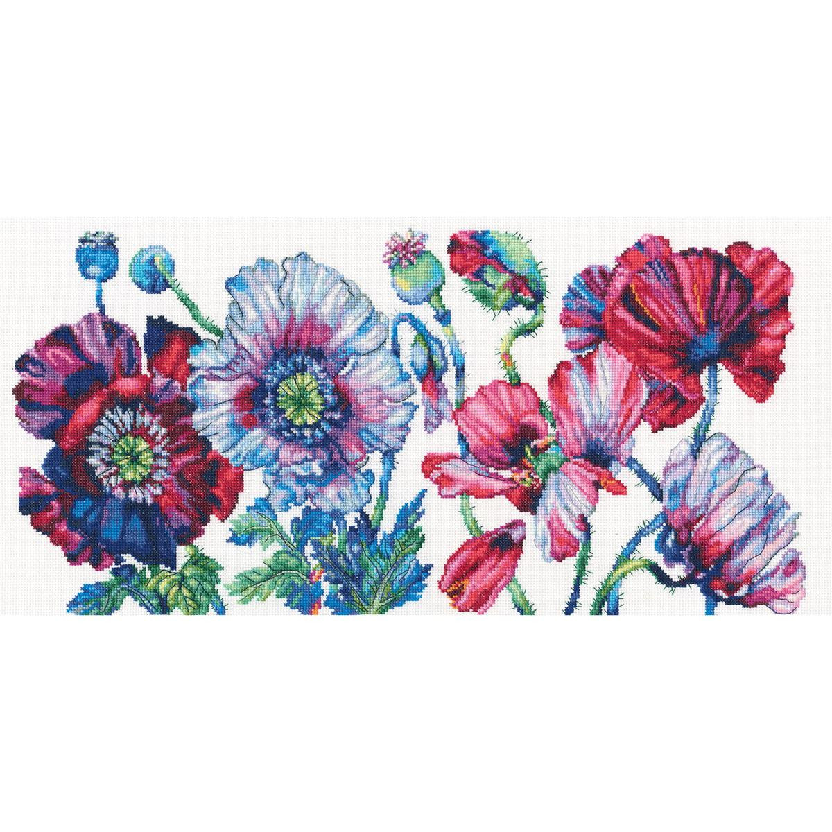 Cross stitch kit. Purple Poppies - M604 RTO