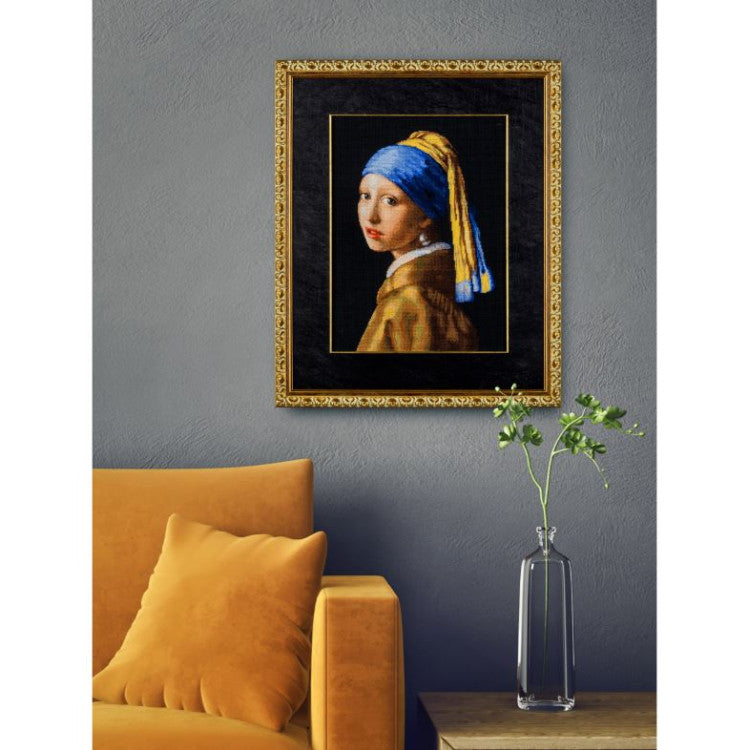 Kit de punto de cruz Riolis 2373 – La joven de la perla según J. Vermeer, 30 × 40 cm