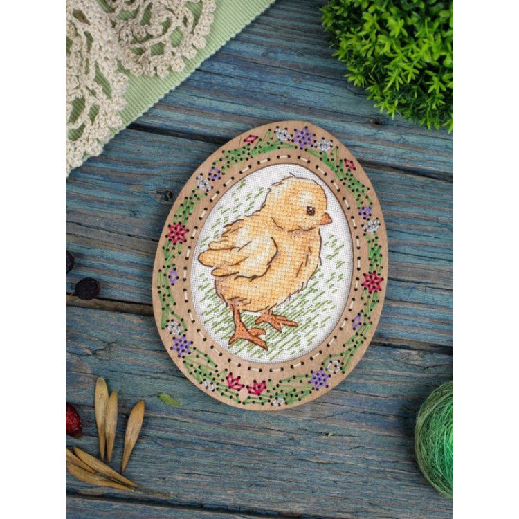 Cross Stitch Kit "Chick Walk" SO-114 on Wooden Base