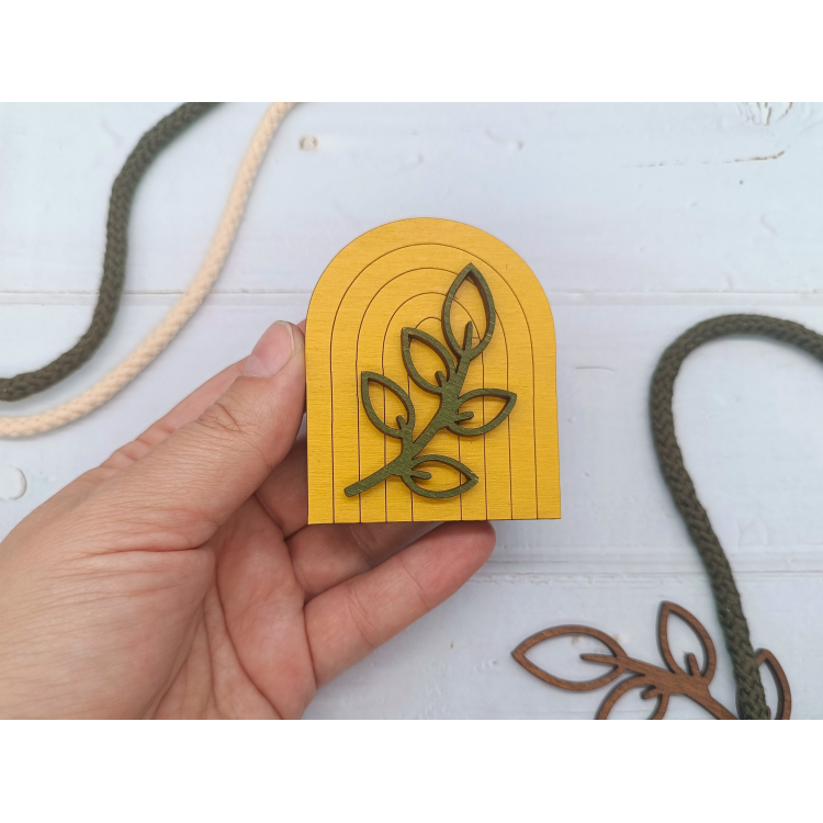 Wooden Needle Case. Boho Yellow KF056/111Y by Wizardi