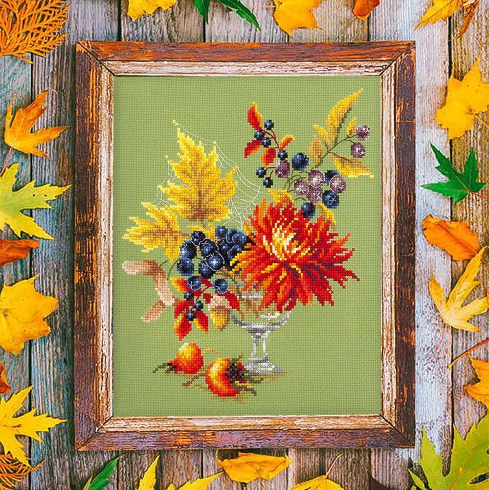 100-005 Autumn Bouquet. Magic Needle Cross Stitch Kit