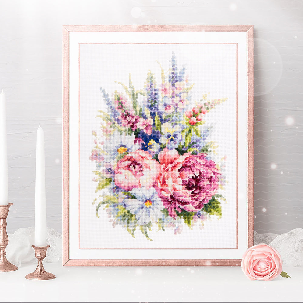 Cross Stitch Kit Bouquet with Peonies - Magic Needle 210-310