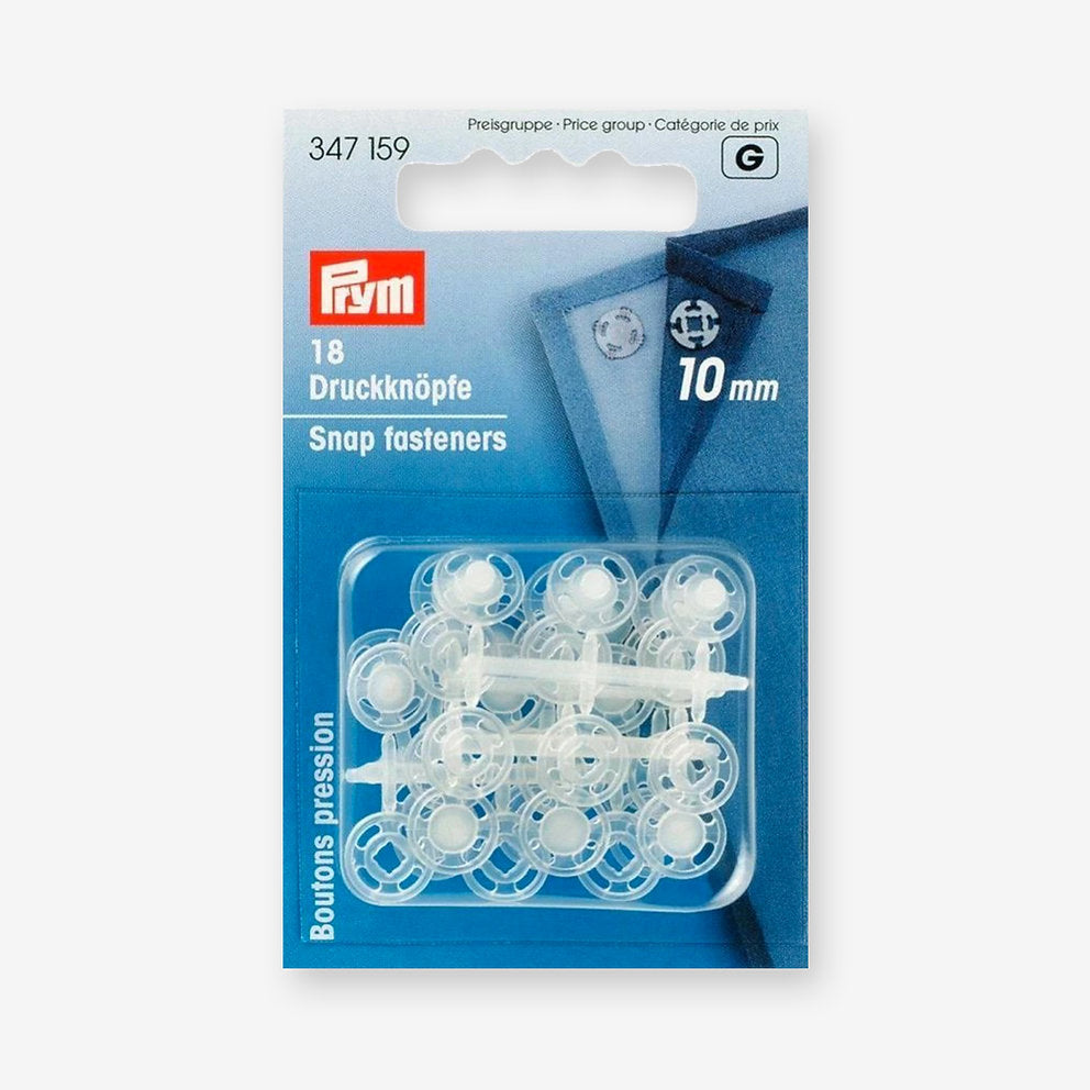 Prym Light and Transparent Plastic Snaps for Clothing and Home, Ø 10mm