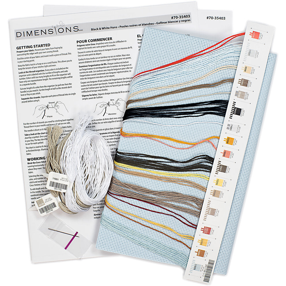 Cross stitch kit. Black and white chickens 70-35403 Dimensions