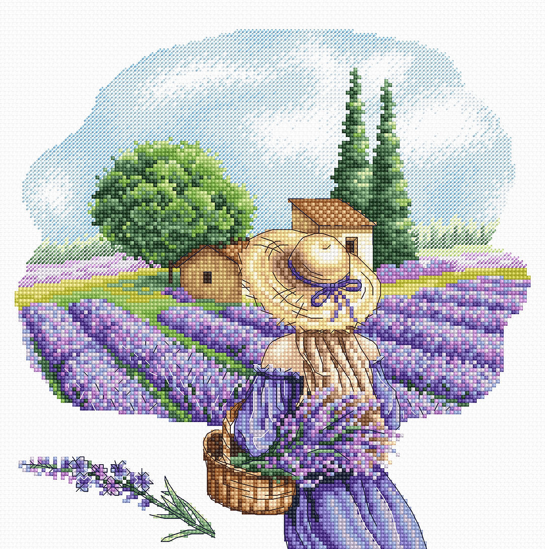 Embroidery Kit "Lavender Field" - Exclusive Cross Stitch from Punto y Arte P007