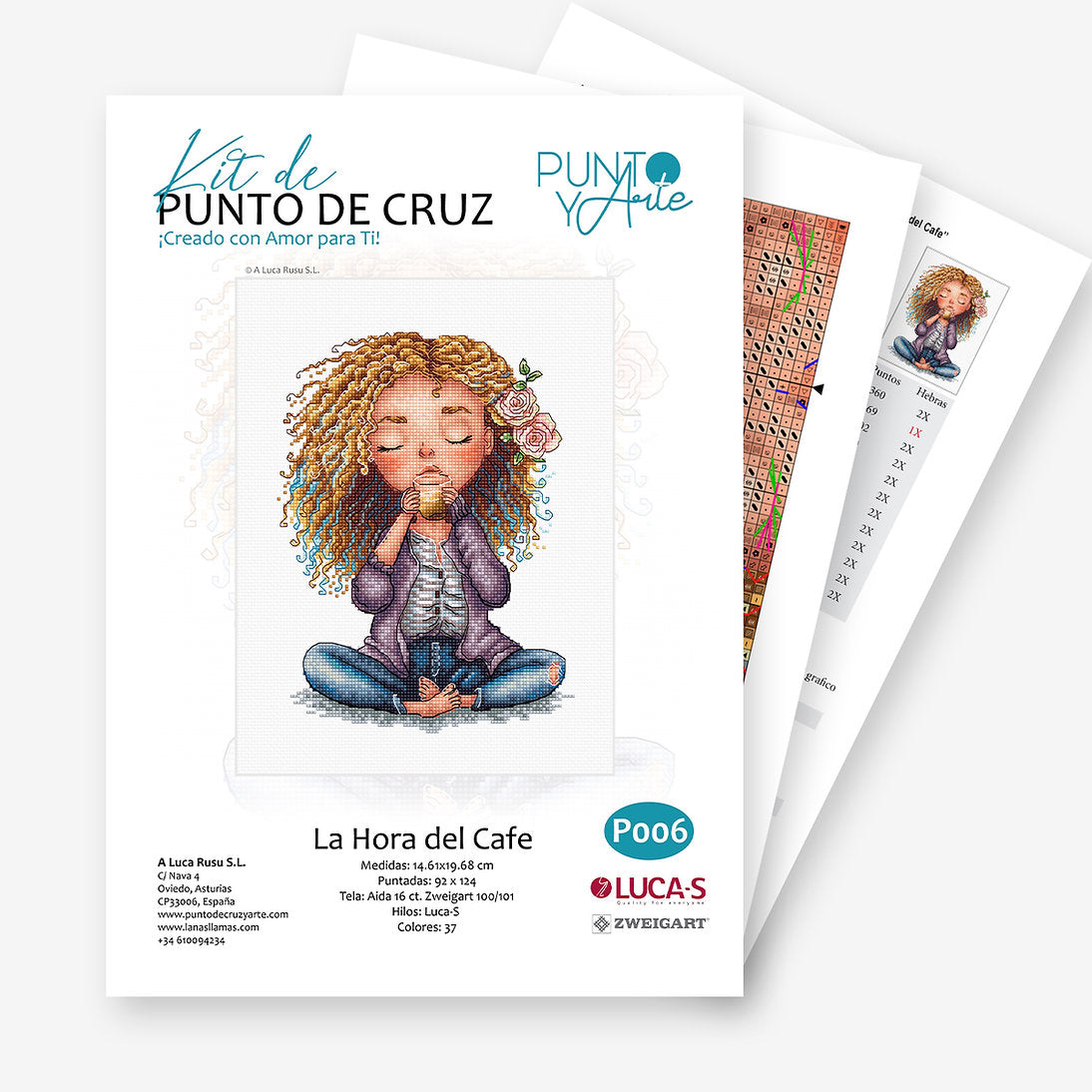 La Hora del Cafe - Kit de Punto de Cruz de Punto y Arte P006