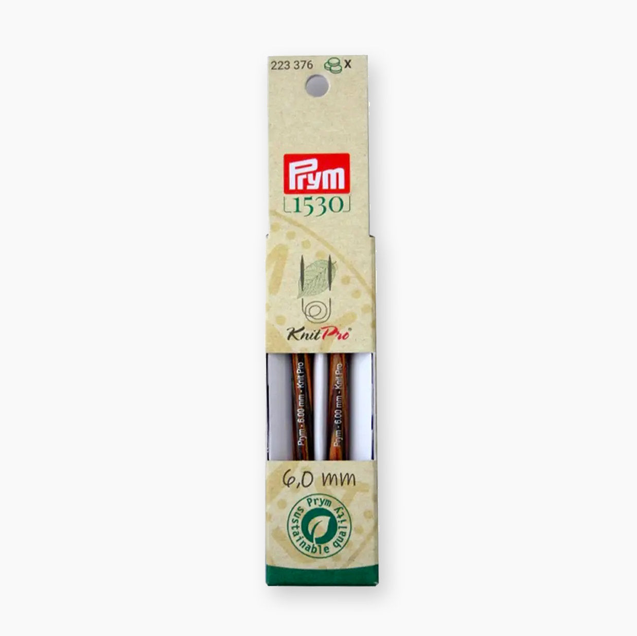 Prym Natural Short Tricot Needles Knitting mit nachhaltiger Verpackung