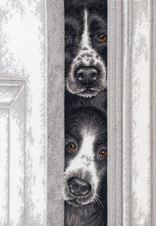 Cross stitch kit. Peeking Puppies 70-35400 Dimensions