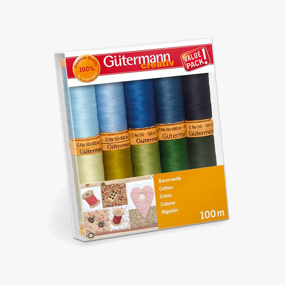 Set de Hilos de Algodón Gütermann de 100m C NE50 en 10 Colores