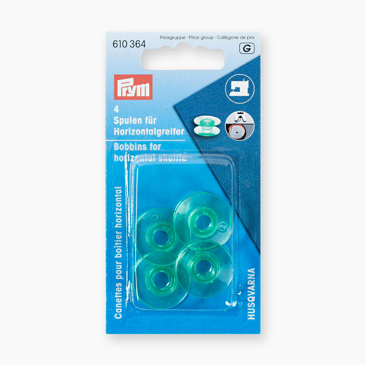 Transparent Plastic Bobbins for Prym 610364 Horizontal Hook Sewing Machines (21.6mm)