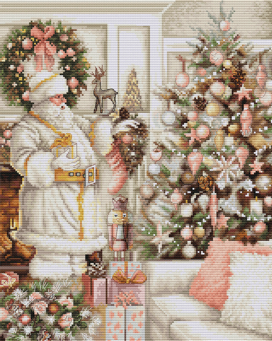 Cross Stitch Kit. Santa Claus with Christmas Tree - Luca-S BU5019